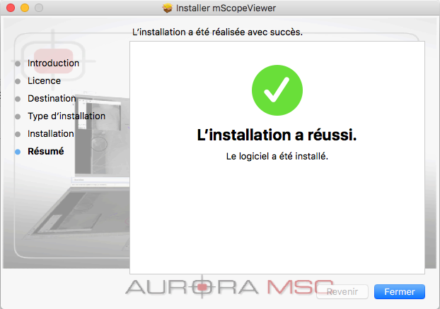 Linstallation a réussi.