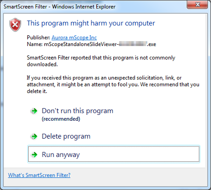 Avertissement Smartscreen pour Windows 7